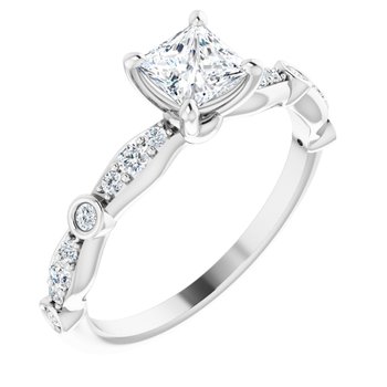 10K White 4.5 mm Square I2 Engagement Ring Ref 4808995